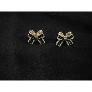 925 Silver Needle Black Bow Delicate Dainty Stud Earrings Bowtie